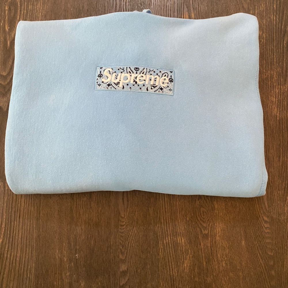 Supreme Bandana Box Logo Hooded Sweatshirt Light Blue